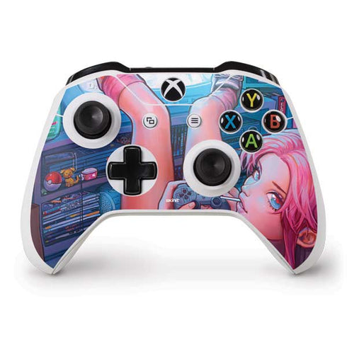 Pink Hair Anime Gamer Girl by Ivy Dolamore Xbox One S Controller Skin