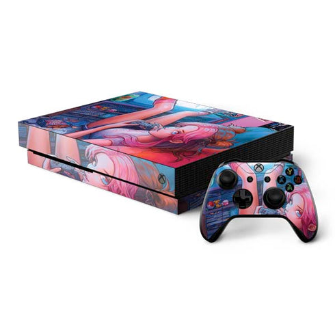 Pink Hair Anime Gamer Girl by Ivy Dolamore Xbox One X Bundle Skin