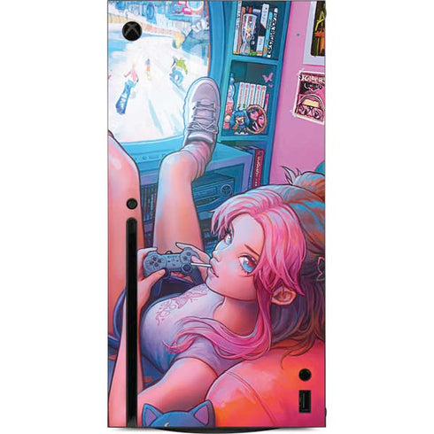 Pink Hair Anime Gamer Girl by Ivy Dolamore Xbox Series X Console Skin