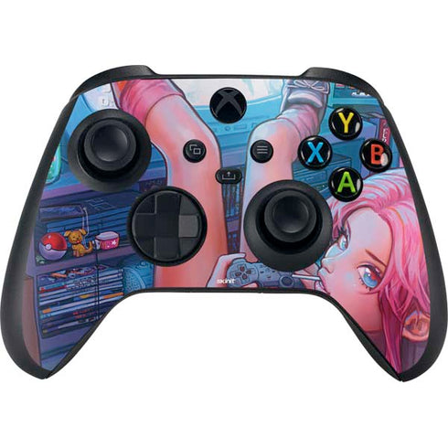 Pink Hair Anime Gamer Girl by Ivy Dolamore Xbox Series X Controller Skin