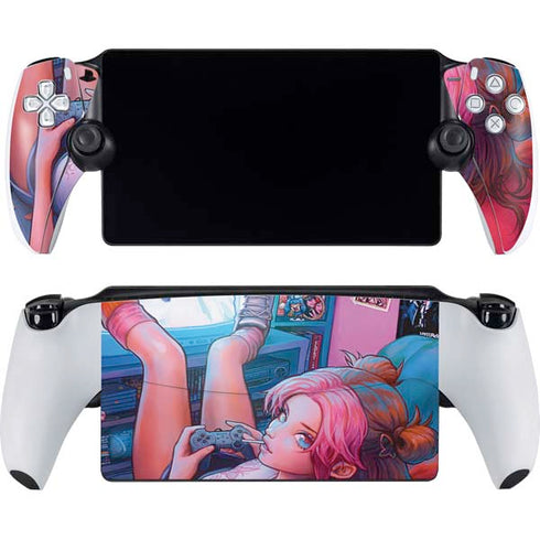 Pink Hair Anime Gamer Girl by Ivy Dolamore PlayStation Portal Remote Player Skin