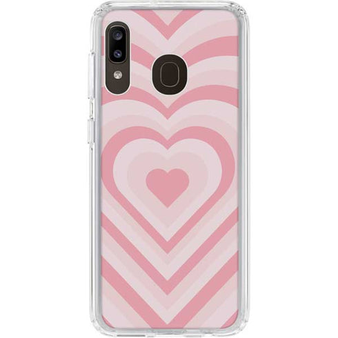 Pink Heart Pattern Galaxy A20 Clear Case