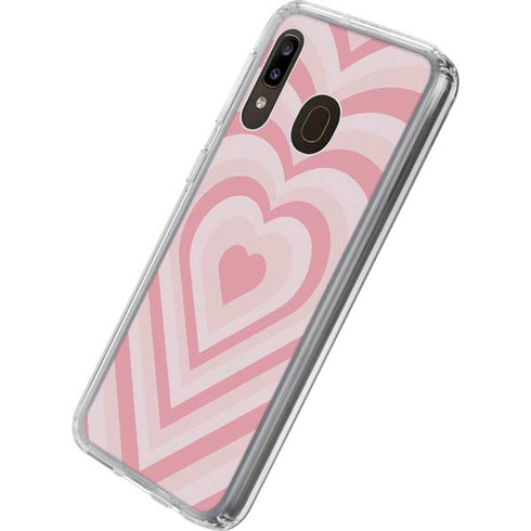 Pink Heart Pattern Galaxy A20 Clear Case