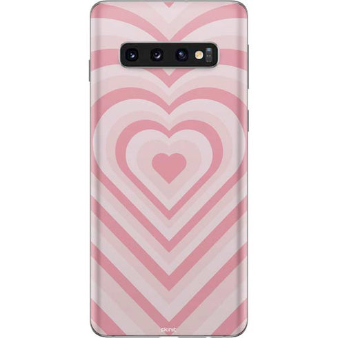 Pink Heart Pattern Galaxy S10 Skin