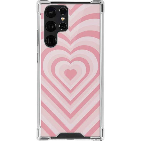 Pink Heart Pattern Galaxy S22 Ultra Clear Case