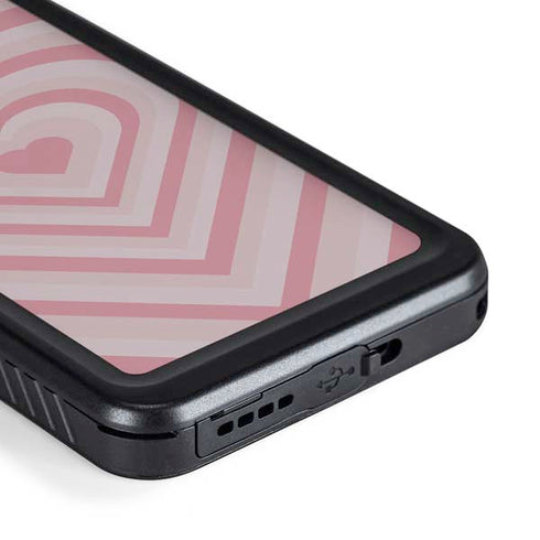 Pink Heart Pattern Galaxy S23 Waterproof Case