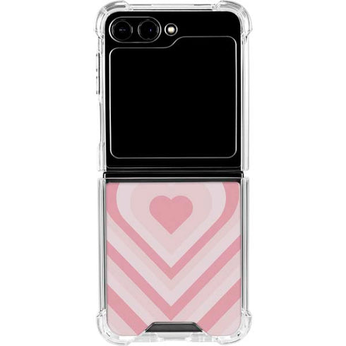 Pink Heart Pattern Galaxy Z Flip5 5G Clear Case