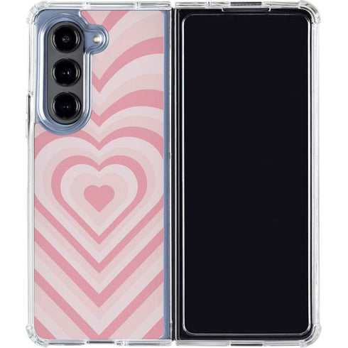 Pink Heart Pattern Galaxy Z Fold5 5G Clear Case