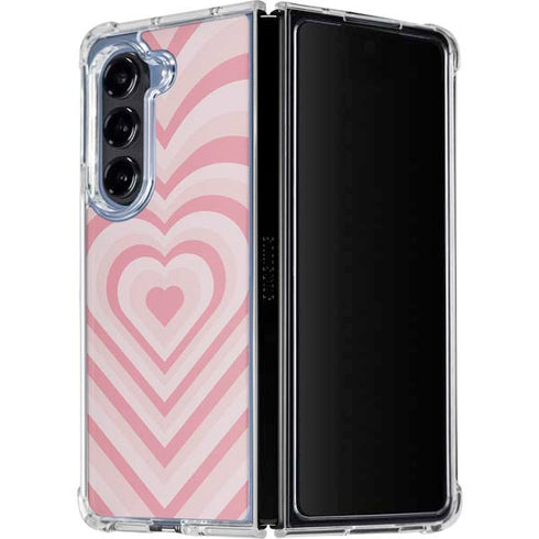 Pink Heart Pattern Galaxy Z Fold5 5G Clear Case