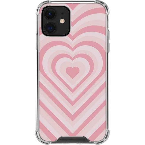 Pink Heart Pattern iPhone 12 Mini Clear Case