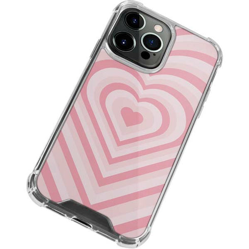 Pink Heart Pattern iPhone 15 Pro Clear Case