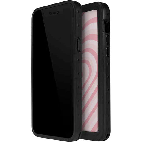 Pink Heart Pattern iPhone 14 Pro Max Waterproof Case