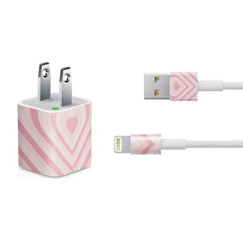 Pink Heart Pattern iPhone Charger (5W USB) Skin