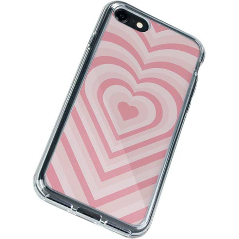 Pink Heart Pattern iPhone SE (2nd & 3rd Gen) Clear Case