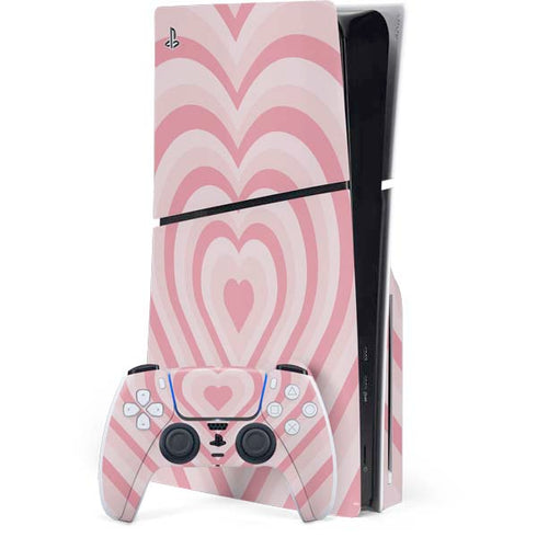 Pink Heart Pattern PS5 Slim Disk Bundle Skin