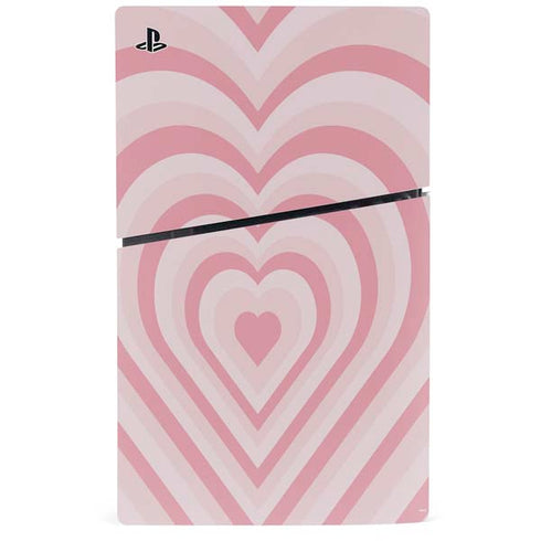 Pink Heart Pattern PS5 Slim Disk Console Skin
