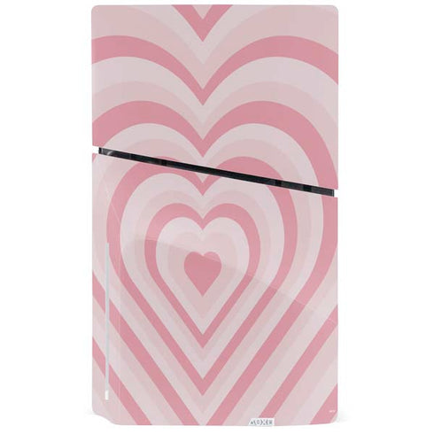 Pink Heart Pattern PS5 Slim Disk Console Skin