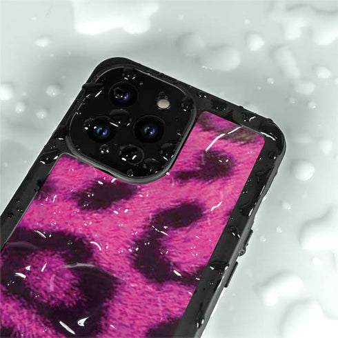 Pink Leopard Spots iPhone 14 Pro Max Waterproof Case
