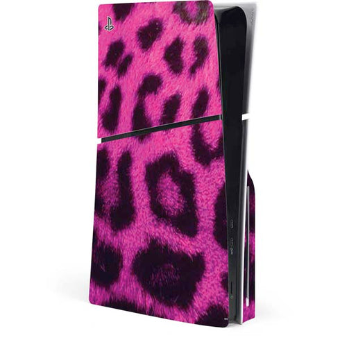 Pink Leopard Spots PS5 Slim Disk Console Skin