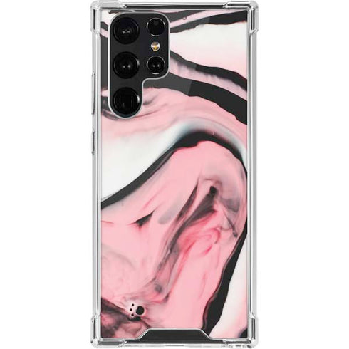 Pink Marble Ink Galaxy S22 Ultra Clear Case