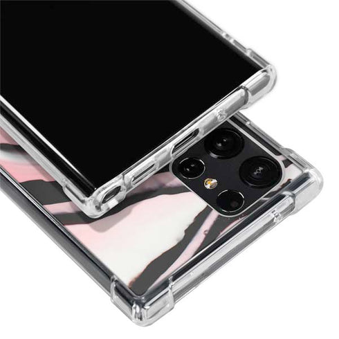 Pink Marble Ink Galaxy S22 Ultra Clear Case