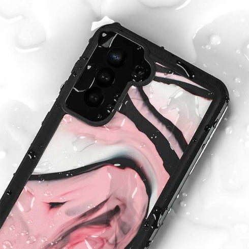 Pink Marble Ink Galaxy S23 Waterproof Case