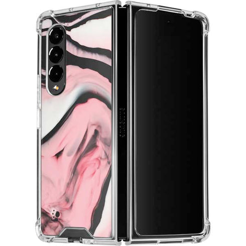 Pink Marble Ink Galaxy Z Fold4 5G Clear Case