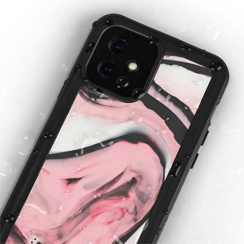 Pink Marble Ink iPhone 12 Mini Waterproof Case