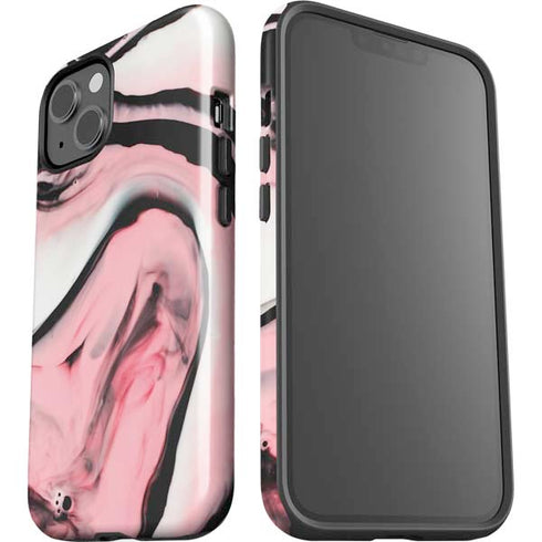 Pink Marble Ink iPhone 15 Plus Impact Case