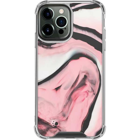 Pink Marble Ink iPhone 14 Pro Max Clear Case