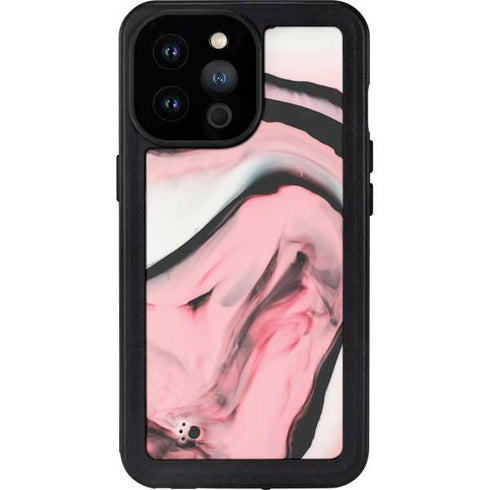 Pink Marble Ink iPhone 14 Pro Max Waterproof Case