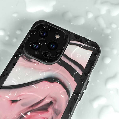 Pink Marble Ink iPhone 14 Pro Max Waterproof Case