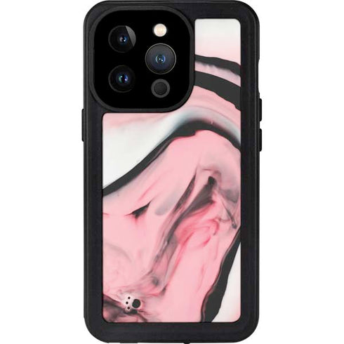 Pink Marble Ink iPhone 14 Pro Waterproof Case