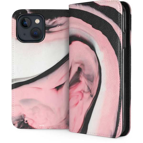 Pink Marble Ink iPhone 15 Plus Folio Case