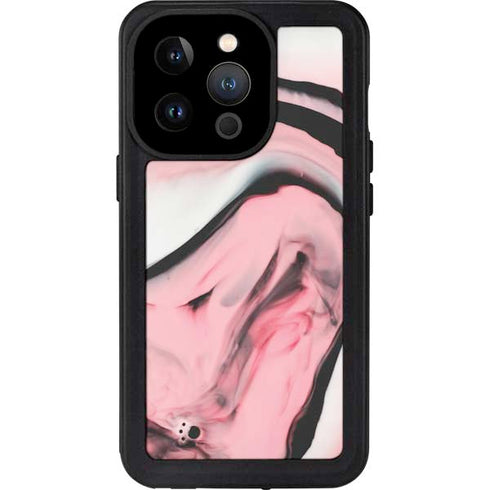 Pink Marble Ink iPhone 15 Pro Waterproof Case