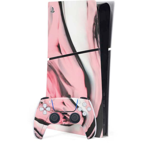 Pink Marble Ink PS5 Slim Digital Edition Bundle Skin