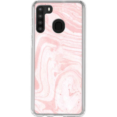 Pink Marbling Galaxy A21 Clear Case