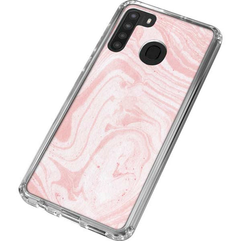 Pink Marbling Galaxy A21 Clear Case