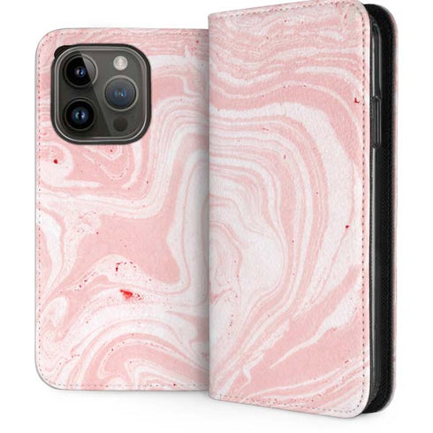 Pink Marbling iPhone 14 Pro Folio Case