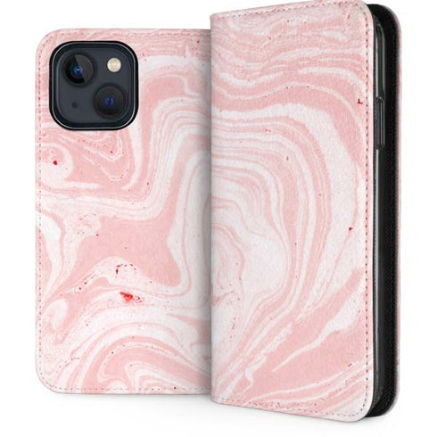 Pink Marbling iPhone 15 Plus Folio Case