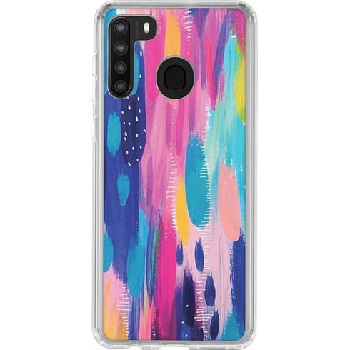 Etta Vee Pink Sparkle Brush Stroke Galaxy A21 Clear Case