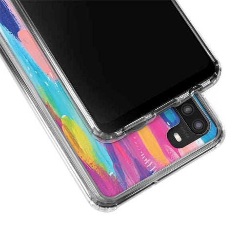 Etta Vee Pink Sparkle Brush Stroke Galaxy A21 Clear Case