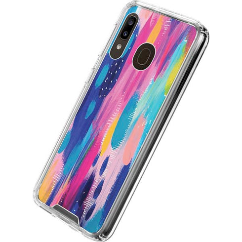 Etta Vee Pink Sparkle Brush Stroke Galaxy A30 Clear Case