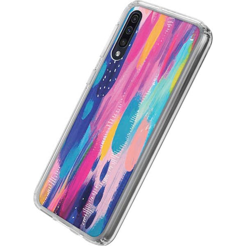 Etta Vee Pink Sparkle Brush Stroke Galaxy A50 Clear Case