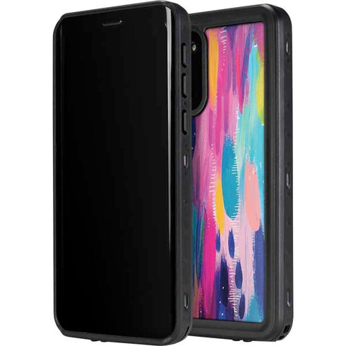 Etta Vee Pink Sparkle Brush Stroke Galaxy S20 Plus Waterproof Case