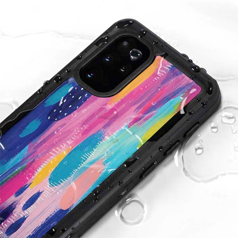 Etta Vee Pink Sparkle Brush Stroke Galaxy S20 Plus Waterproof Case