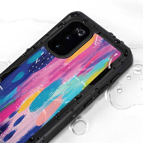 Etta Vee Pink Sparkle Brush Stroke Galaxy S20 Waterproof Case