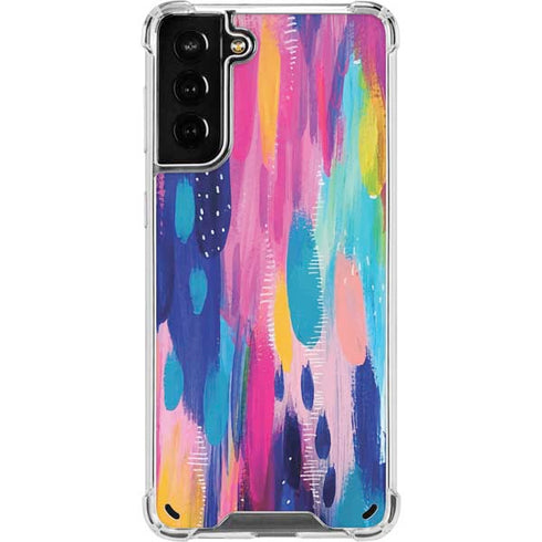 Etta Vee Pink Sparkle Brush Stroke Galaxy S21 Plus 5G Clear Case