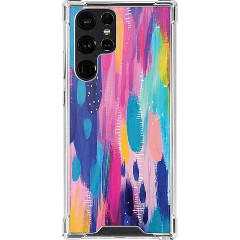 Etta Vee Pink Sparkle Brush Stroke Galaxy S22 Ultra Clear Case