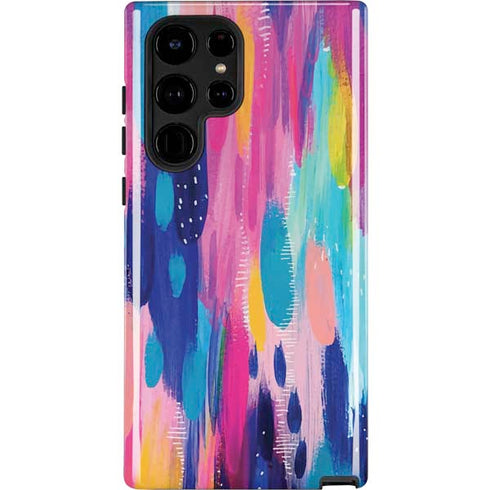 Etta Vee Pink Sparkle Brush Stroke Galaxy S22 Ultra Pro Case
